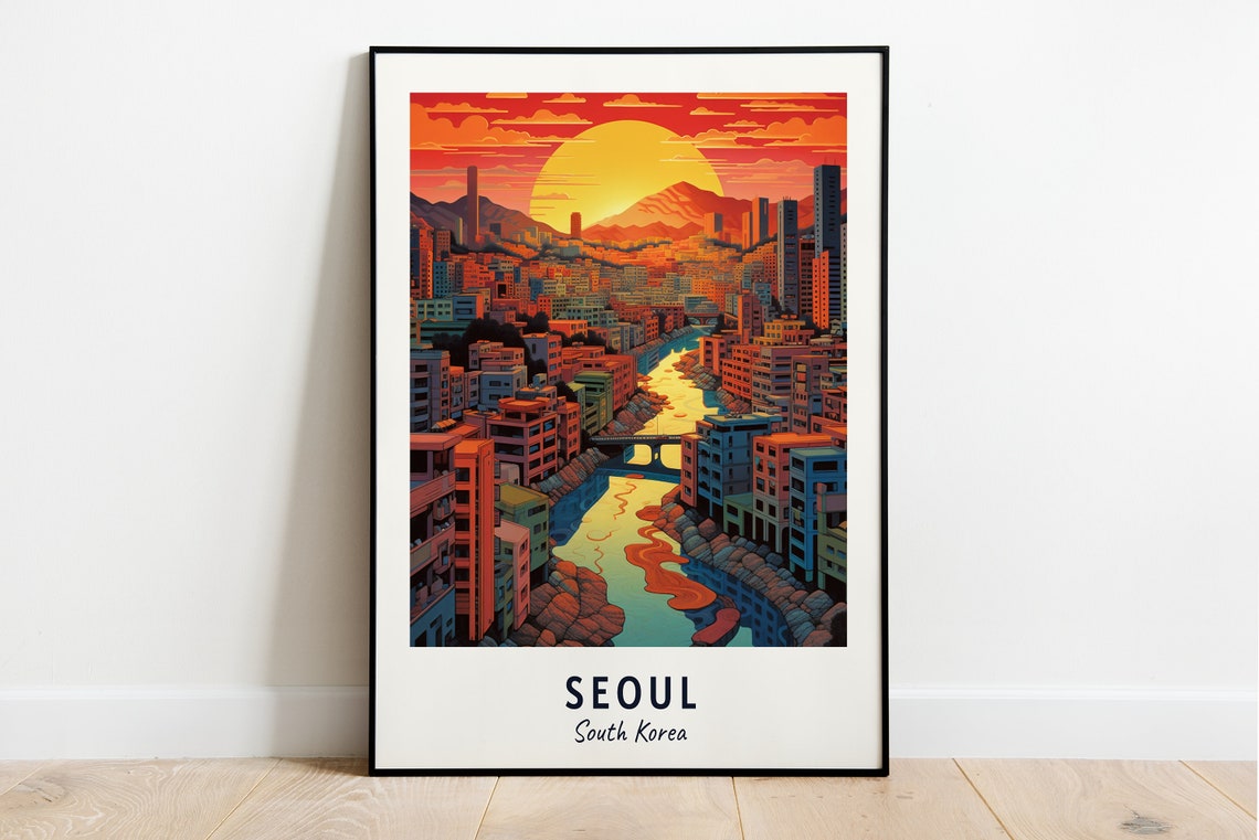 Seoul Travel Print Wall Art Seoul South Korea City Print Seoul Travel Gift Seoul City Poster Travel Gift Wall Art