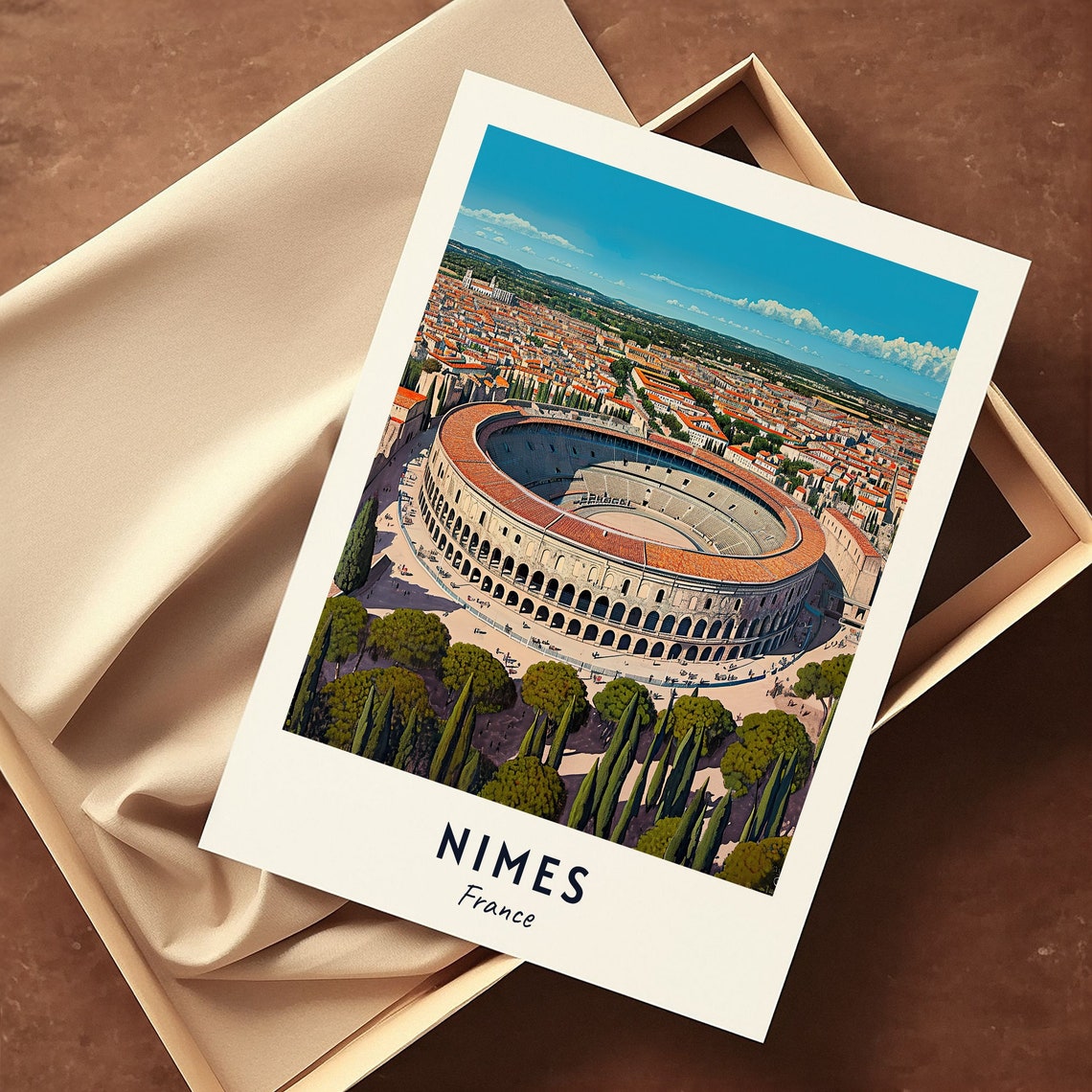 Nimes Travel Print Wall Art Nimes France City Print Nimes Travel Gift Nimes City Poster Travel Gift Wedding Gift - Image 3