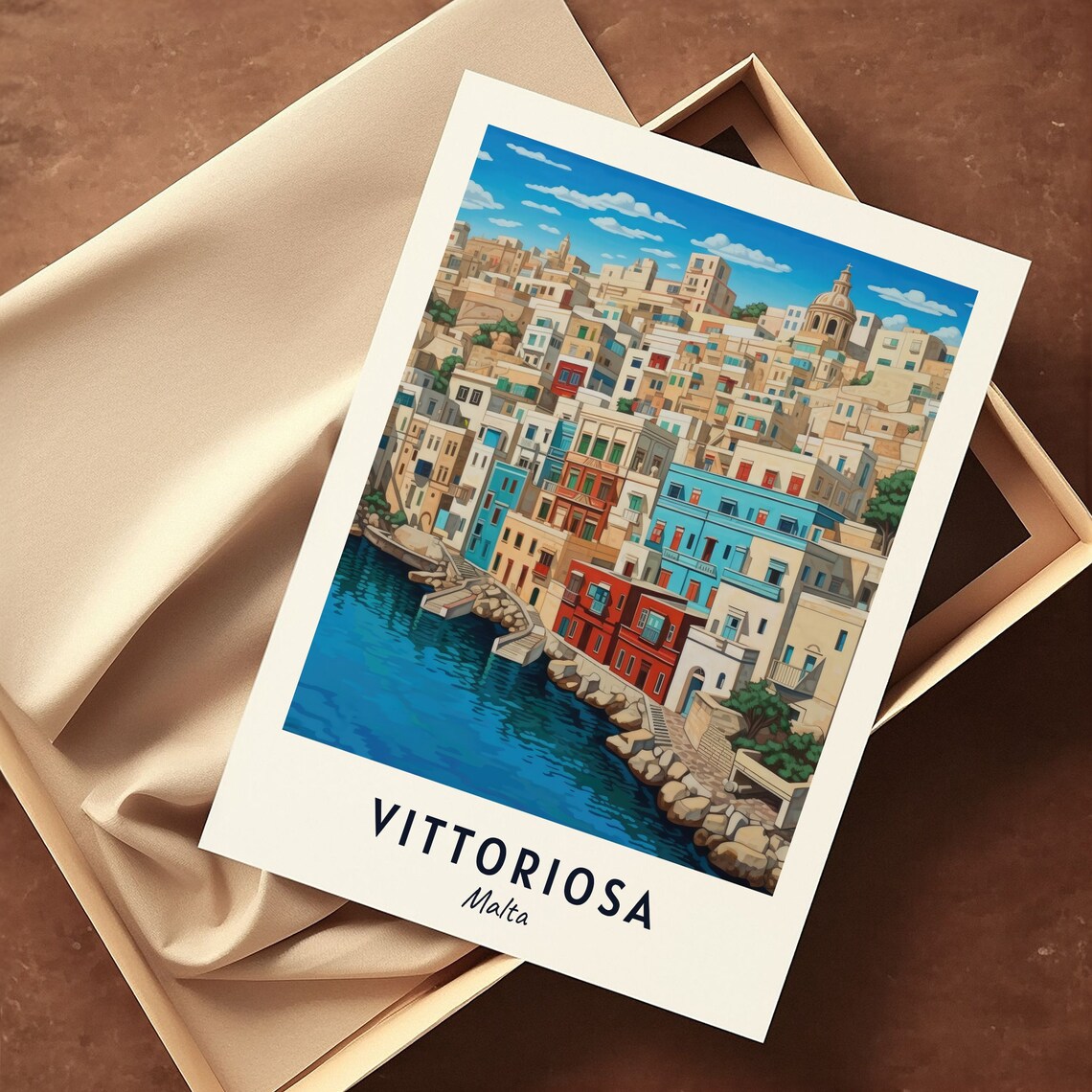 Colorful Waterfront Houses of Historic Vittoriosa Malta Poster - Image 3