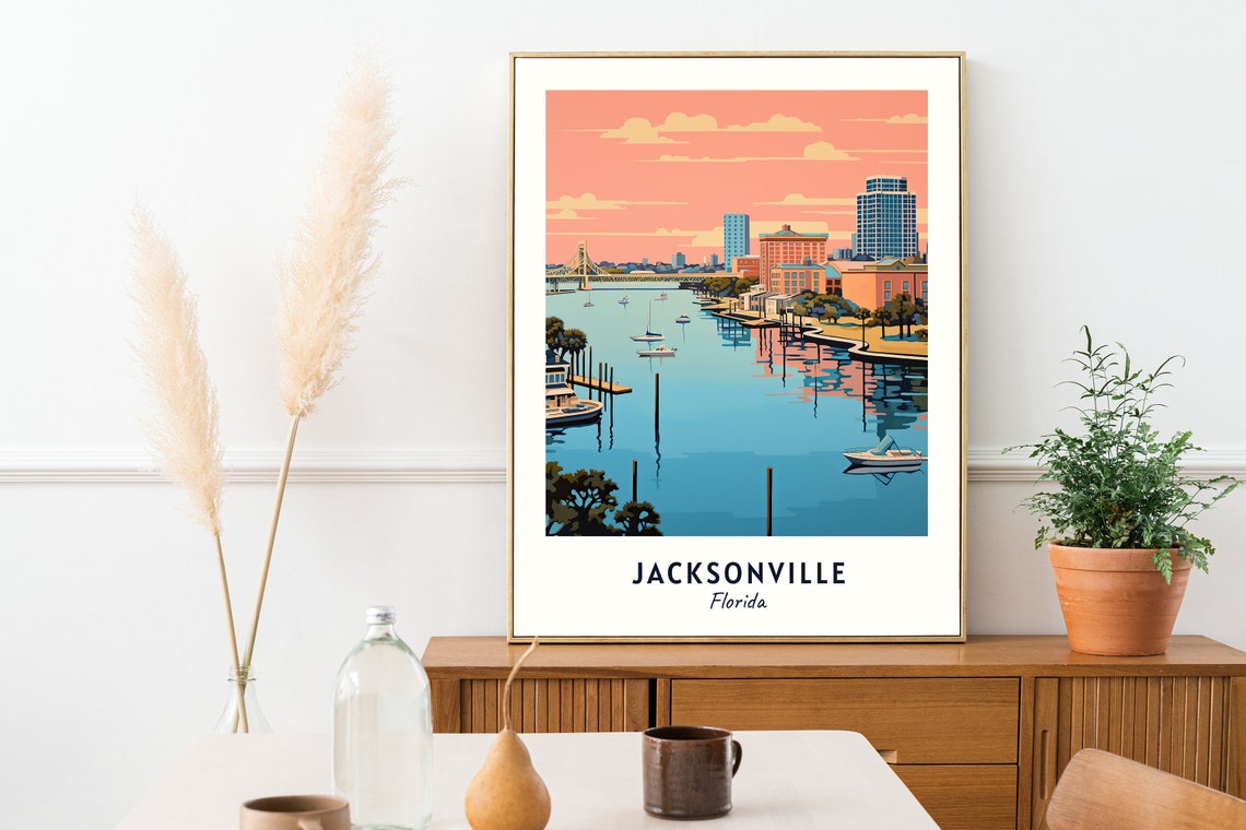 Jacksonville Travel Print Wall Art Jacksonville Florida City Print Jacksonville Travel Gift Jacksonville City Poster - Image 2