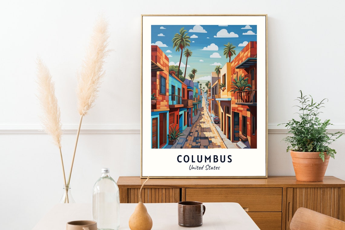 Columbus Travel Print Wall Art Columbus United States City Print Columbus Travel Gift Columbus City Poster Wall Art - Image 2