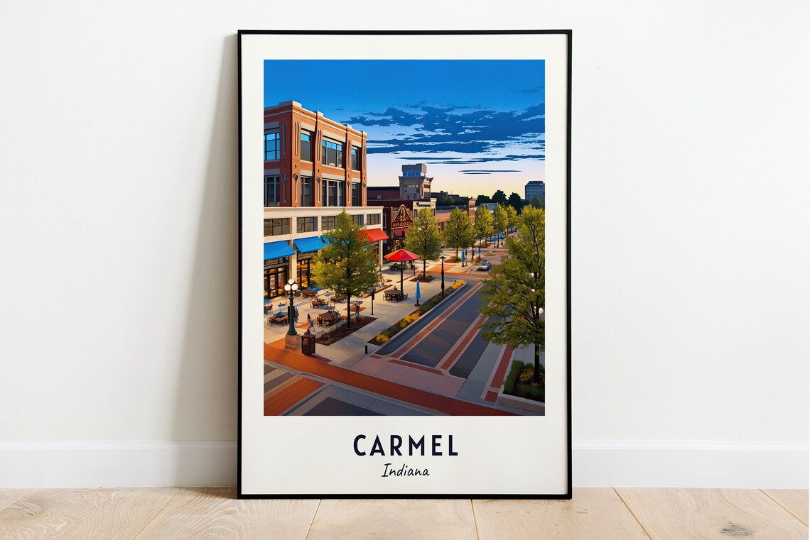 Carmel Travel Print Wall Art Carmel Indiana City Print Carmel Travel Gift Carmel City Poster Travel Gift Wall Art
