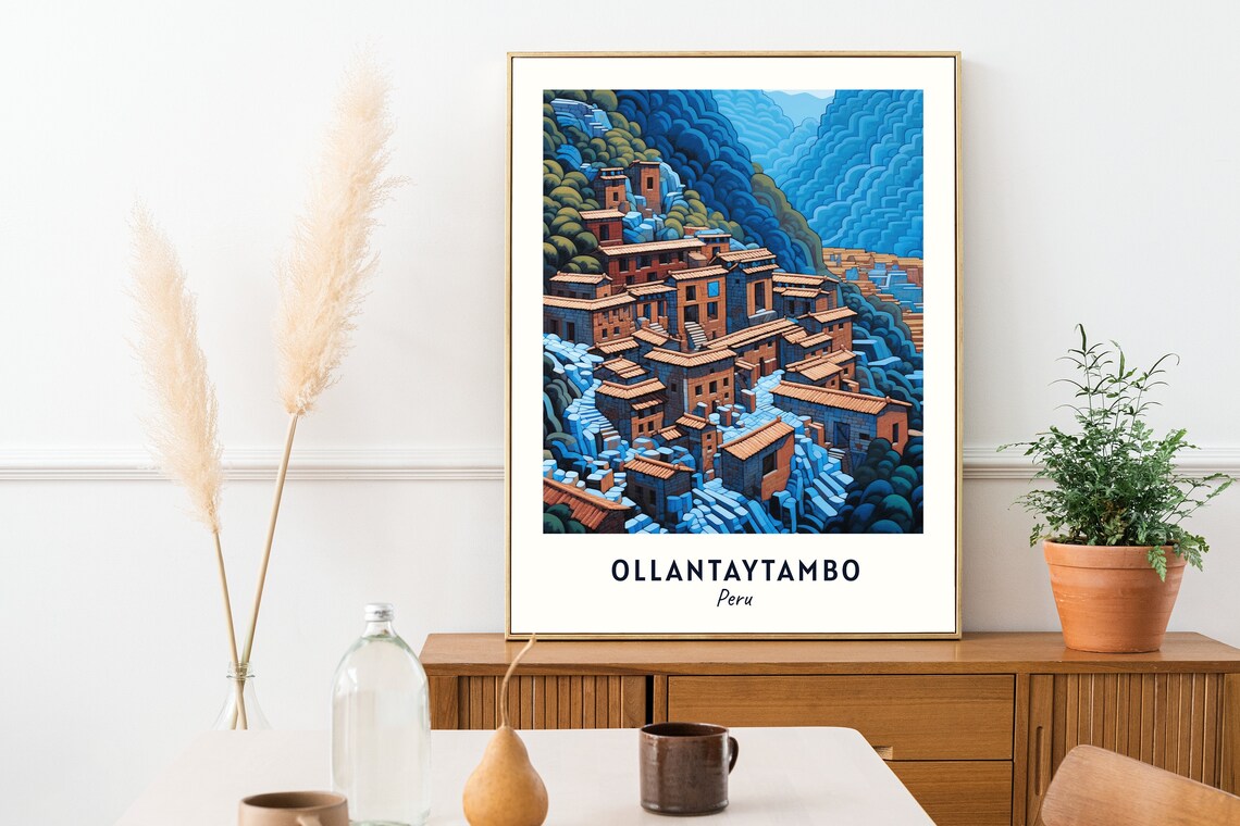 Ollantaytambo Inca Stone Village beneath the Andes Mountains Peru Poster - Image 2