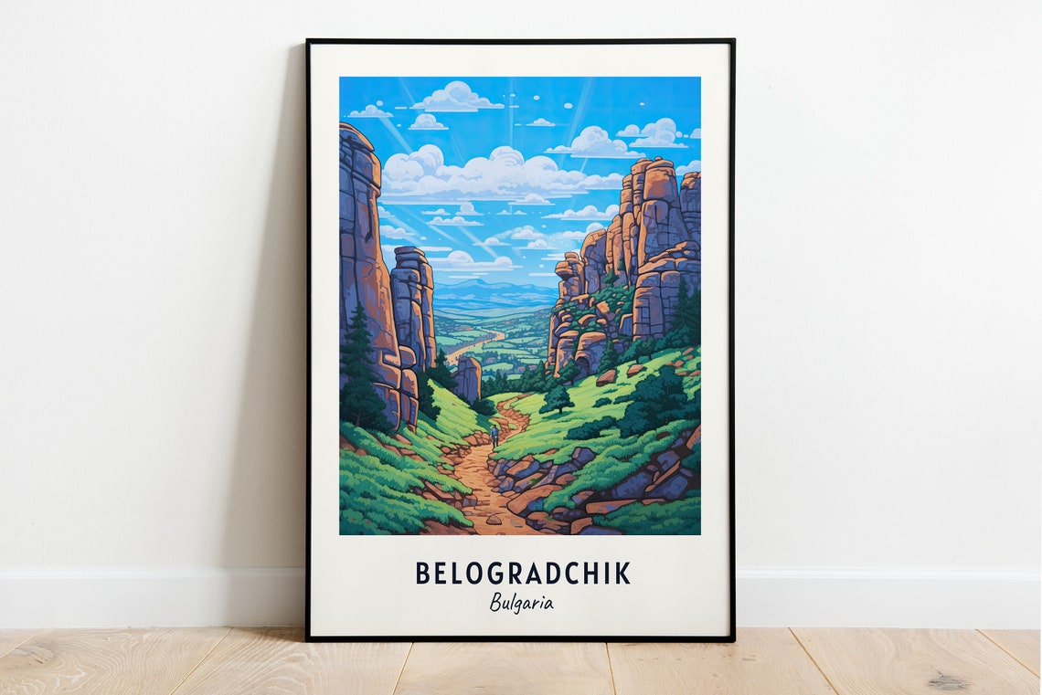 Belogradchik Rocks and Winding Hiking Trail Bulgaria Travel Poster