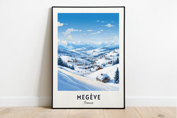 Megve Travel Print Megve Ski Poster France Ski Poster Megve Ski Resort Print