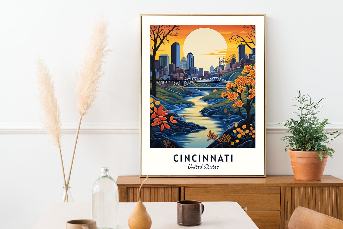 Cincinnati United States Travel Print Wall Art Cincinnati United States City Print Cincinnati United States Travel Gift Cincinnati - Image 2