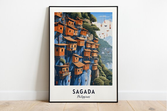Sagada Philippines Ancient Hanging Coffins On Cliff Face Poster