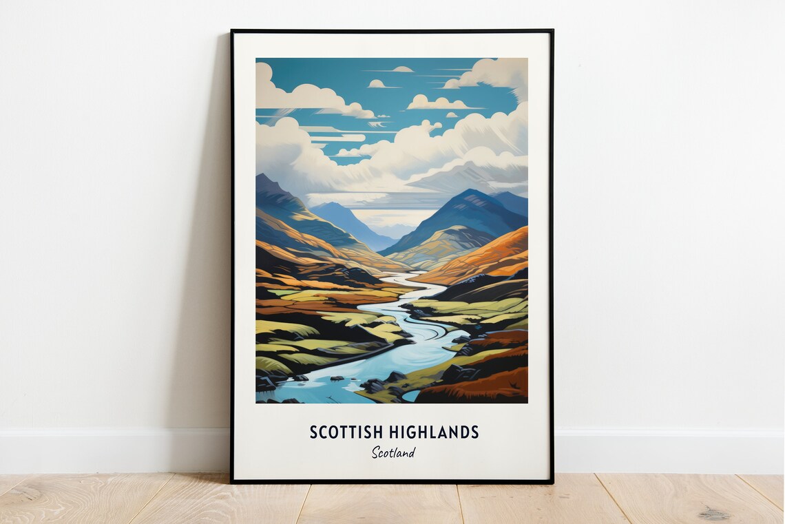 Scottish Highlands Scotland Travel Poster, City Print