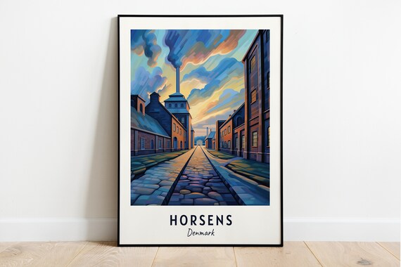 Old Industrial Buildings with Smoking Chimney Horsens Denmark Poster