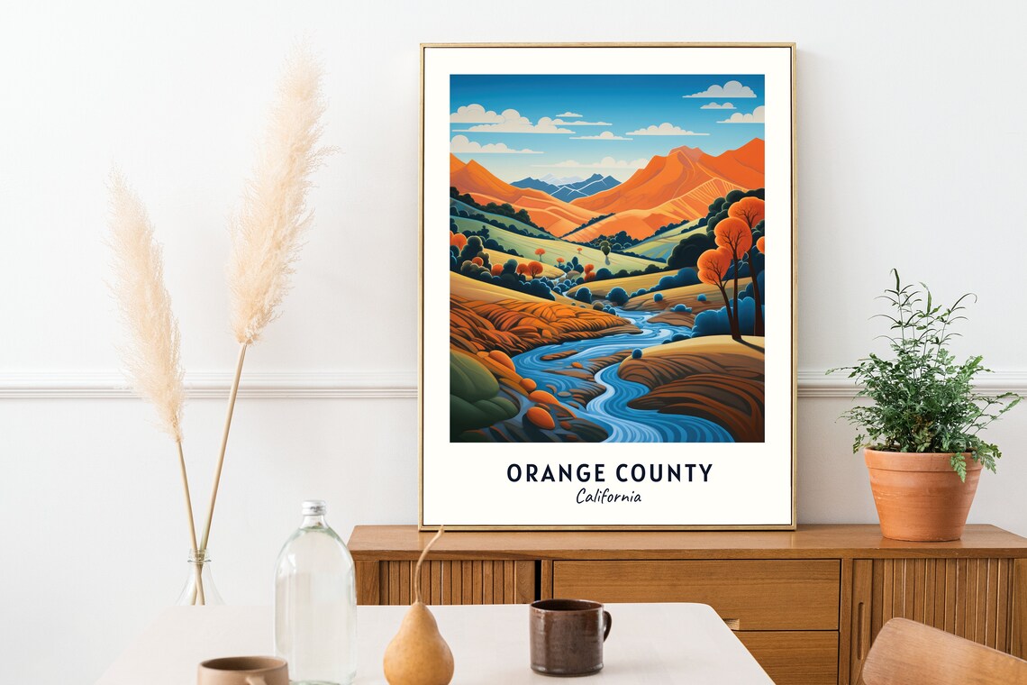 Orange County California Canyon River Landscape Travel Poster - Image 2
