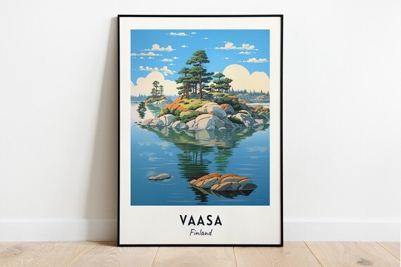 Vaasa Finland Rocky Island Lake Calm Reflection Art Travel Poster