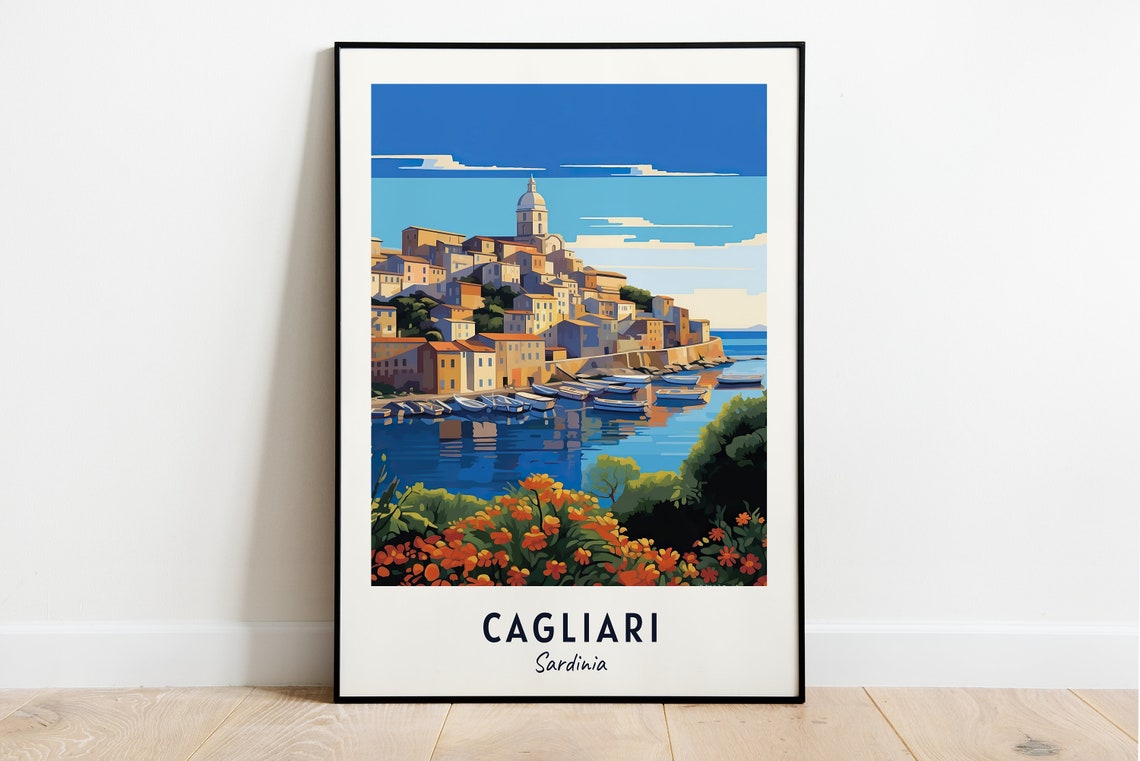 Cagliari Travel Print Wall Art Cagliari Sardinia City Print Cagliari Travel Gift Cagliari City Poster Travel Gift