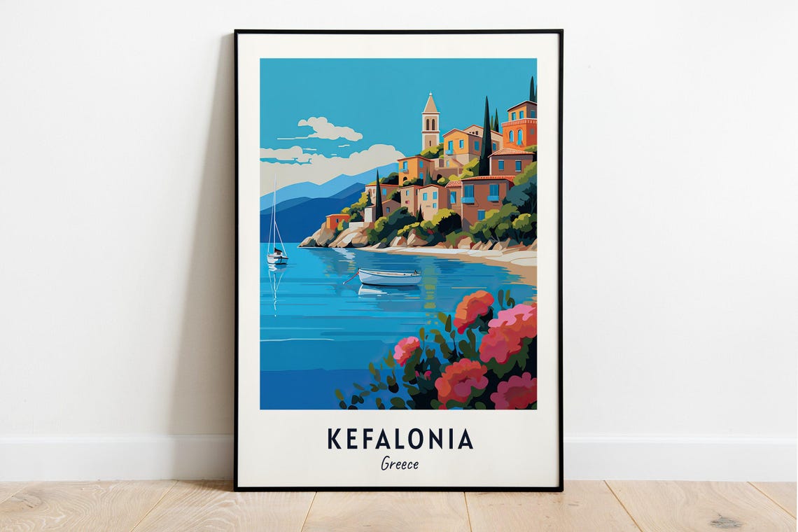 Kefalonia Travel Print Wall Art Kefalonia Greece City Print Kefalonia Travel Gift Kefalonia City Poster Travel Gift - Image 3