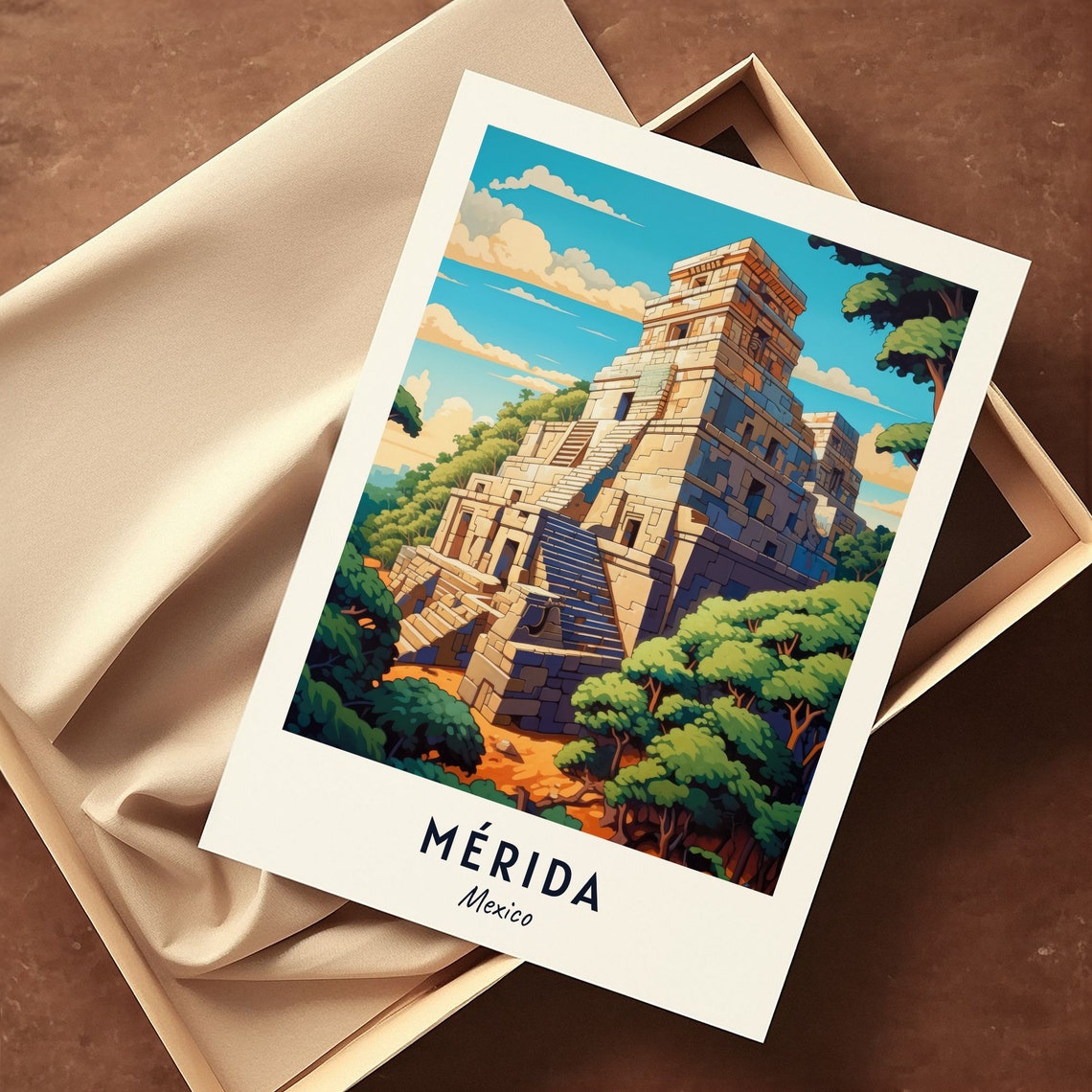 Uxmal Mayan Step Pyramid Jungle Ruins Merida Mexico Travel Poster - Image 3