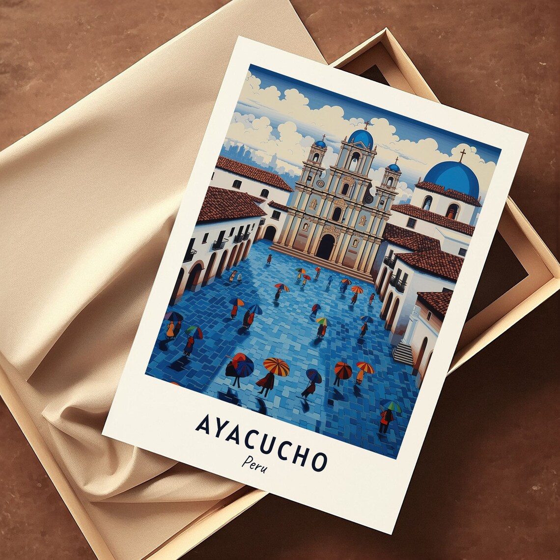 Ayacucho Peru Plaza De Armas Cathedral With Colorful Umbrellas Travel Poster - Image 3