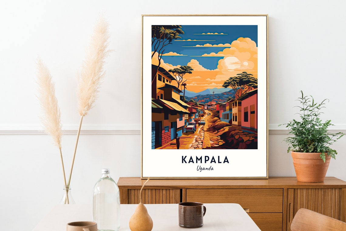 Kampala Uganda Colorful Hillside Street Scene African Travel Poster - Image 2