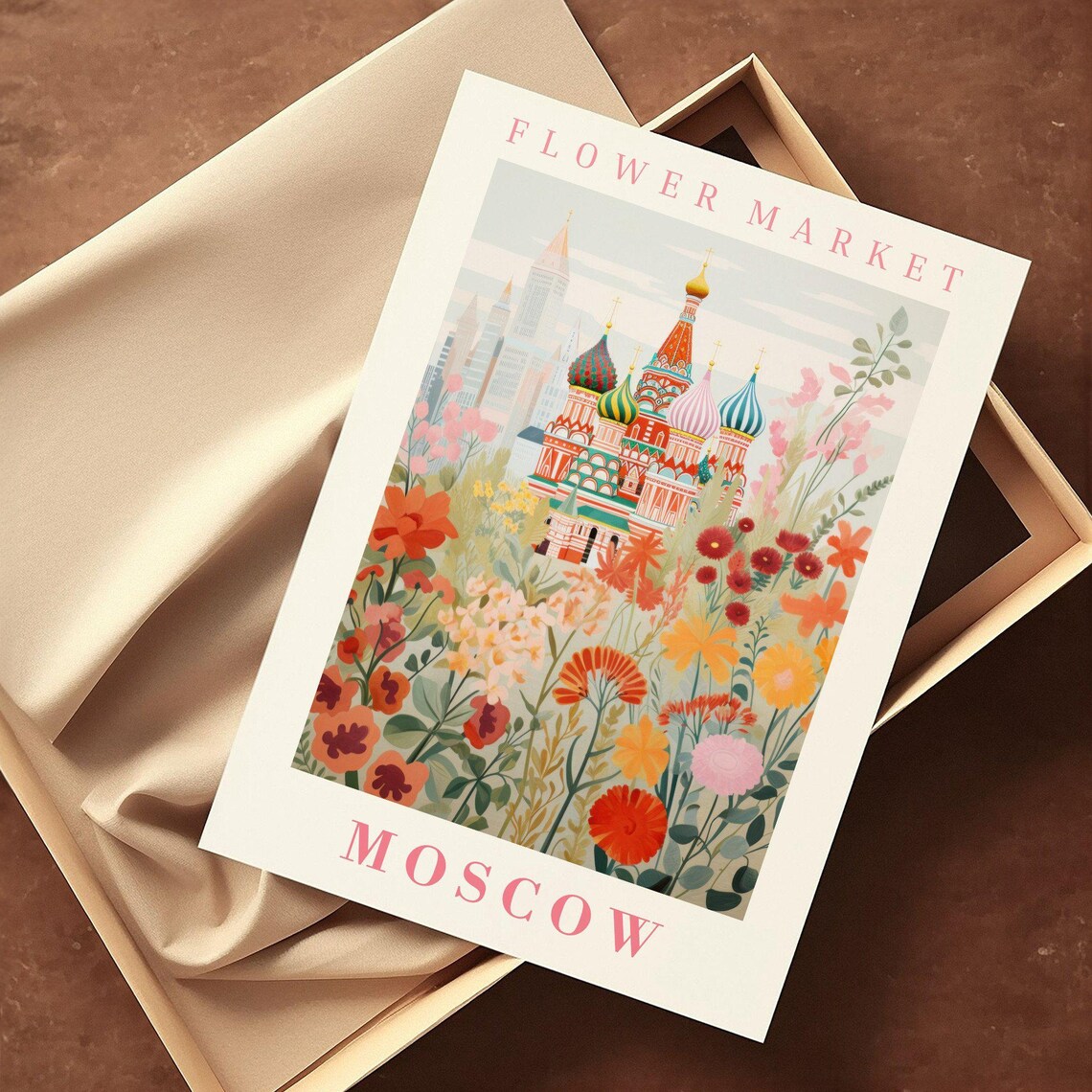 Moscow Flower Market Travel Poster, Botanical Illustration - Image 2
