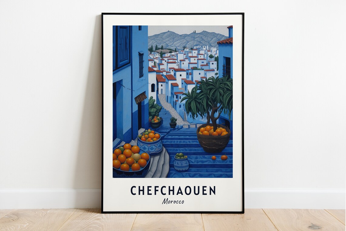 Chefchaouen, Morocco Travel Poster, The Blue Pearl