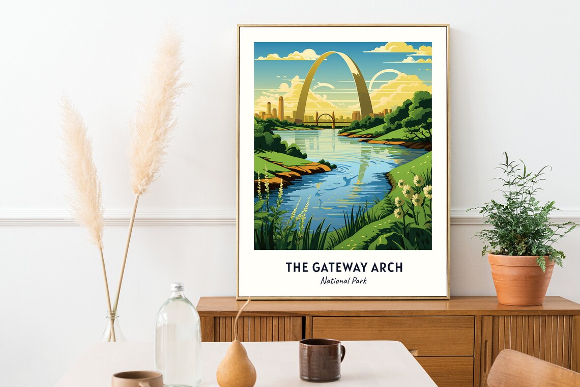 The Gateway Arch National Park River Skyline Vintage Travel Poster - Image 2