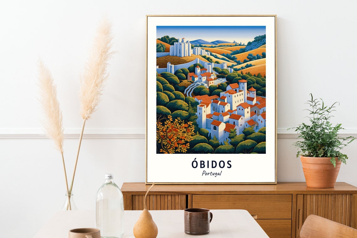 Bidos Castle Travel Print Wall Art Bidos Portugal City Print Bidos Castle Travel Gift Bidos Castle Poster - Image 2