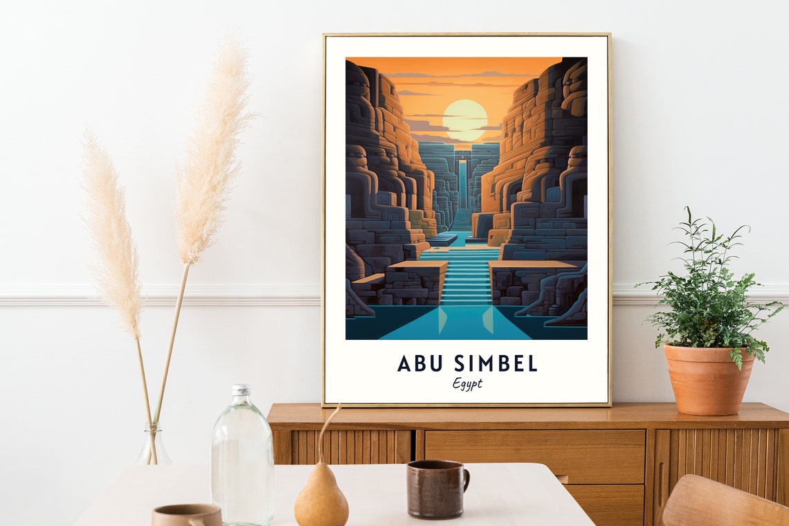 Ancient Rock Temple Facades at Sunrise Abu Simbel Egypt Poster - Image 2