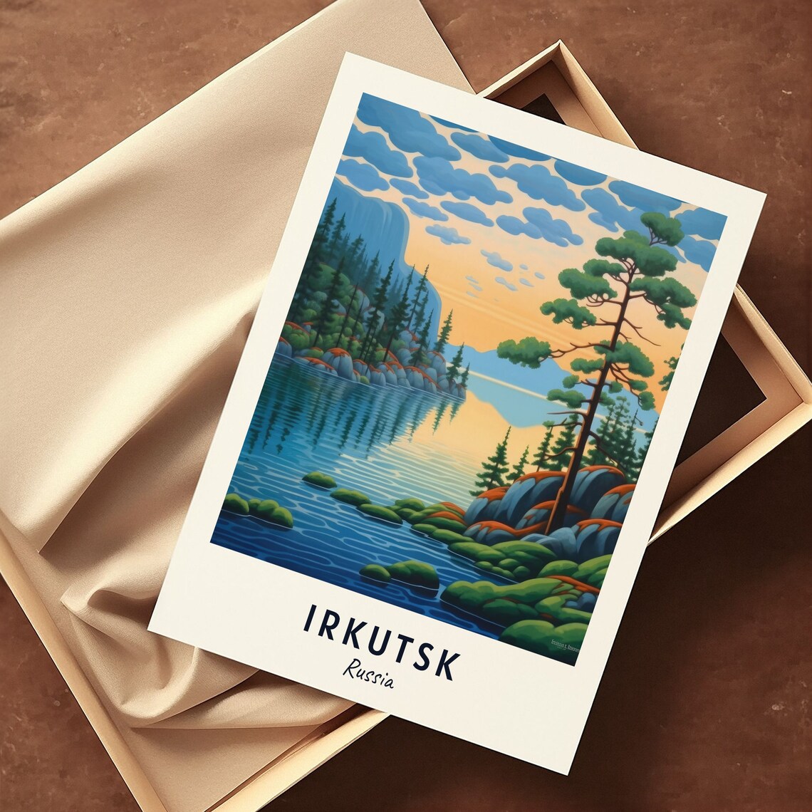 Lake Baikal Pine Shoreline at Sunset Irkutsk Russia Travel Poster - Image 3
