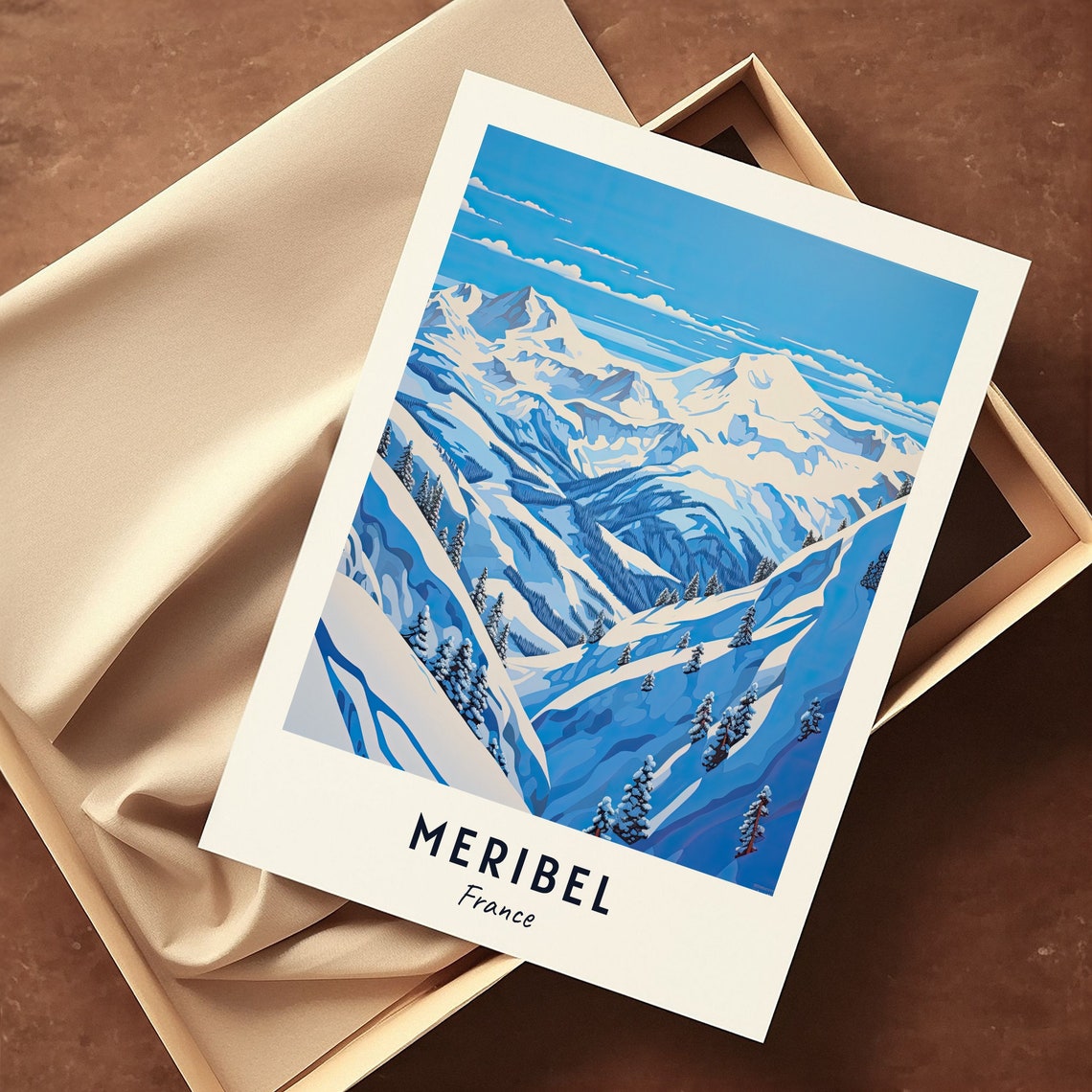 Meribel France Snowy Alpine Peaks Ski Valley Sunset View Poster - Image 3