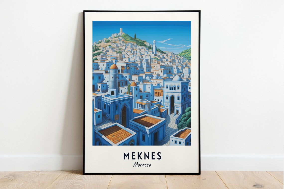 Bab Mansour Travel Poster, Meknes Morocco City Print