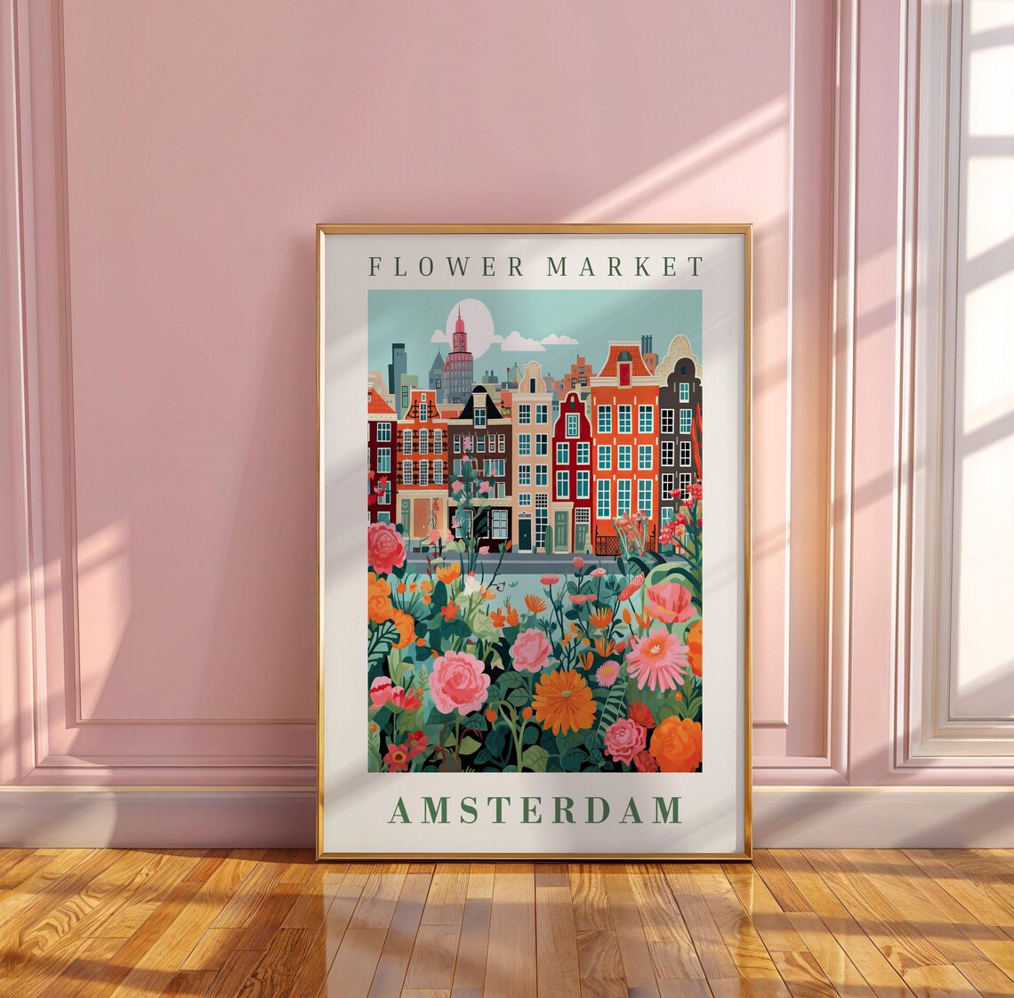 Amsterdam Flower Market Travel Poster, Floral Illustration - Image 3