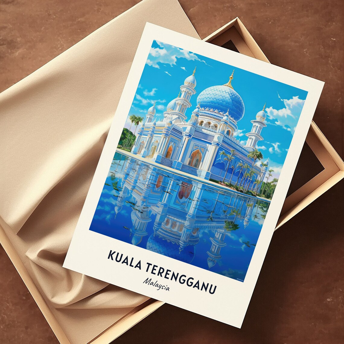 Crystal Mosque Kuala Terengganu Malaysia Blue Domes Travel Poster - Image 3