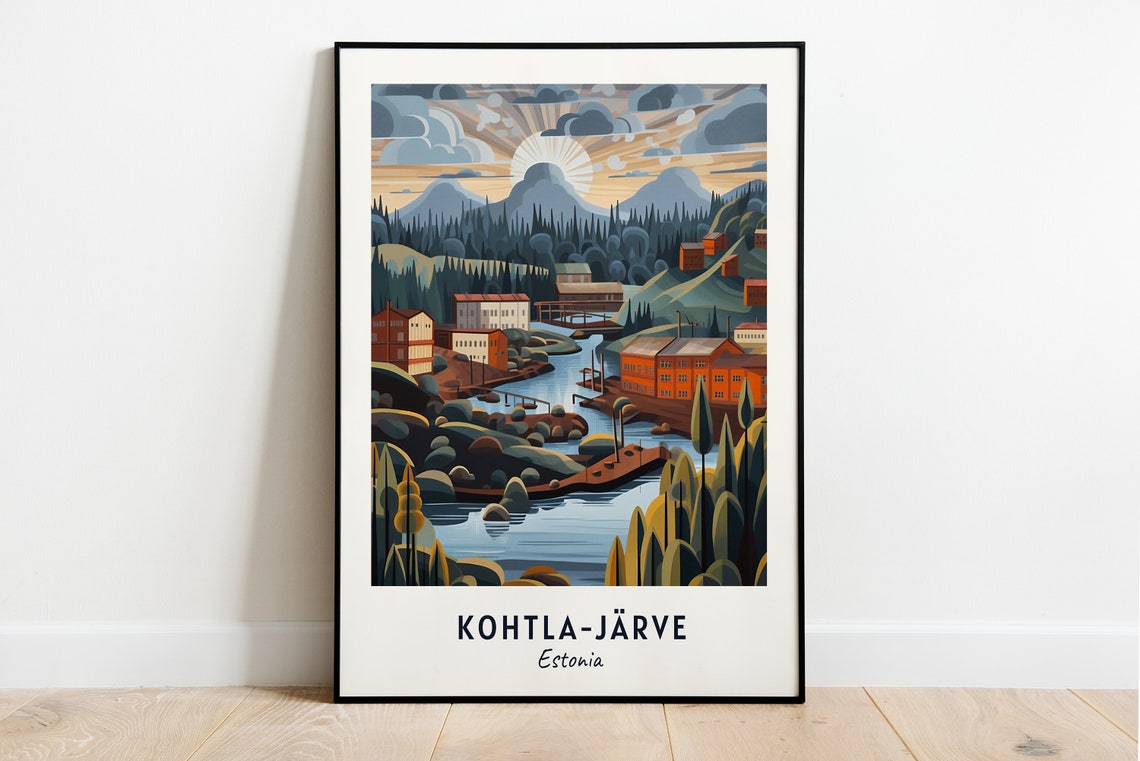 Kohtla-Järve River Valley Mills at Glowing Sunset in Estonia Poster