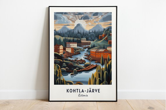 Kohtla-Järve River Valley Mills at Glowing Sunset in Estonia Poster