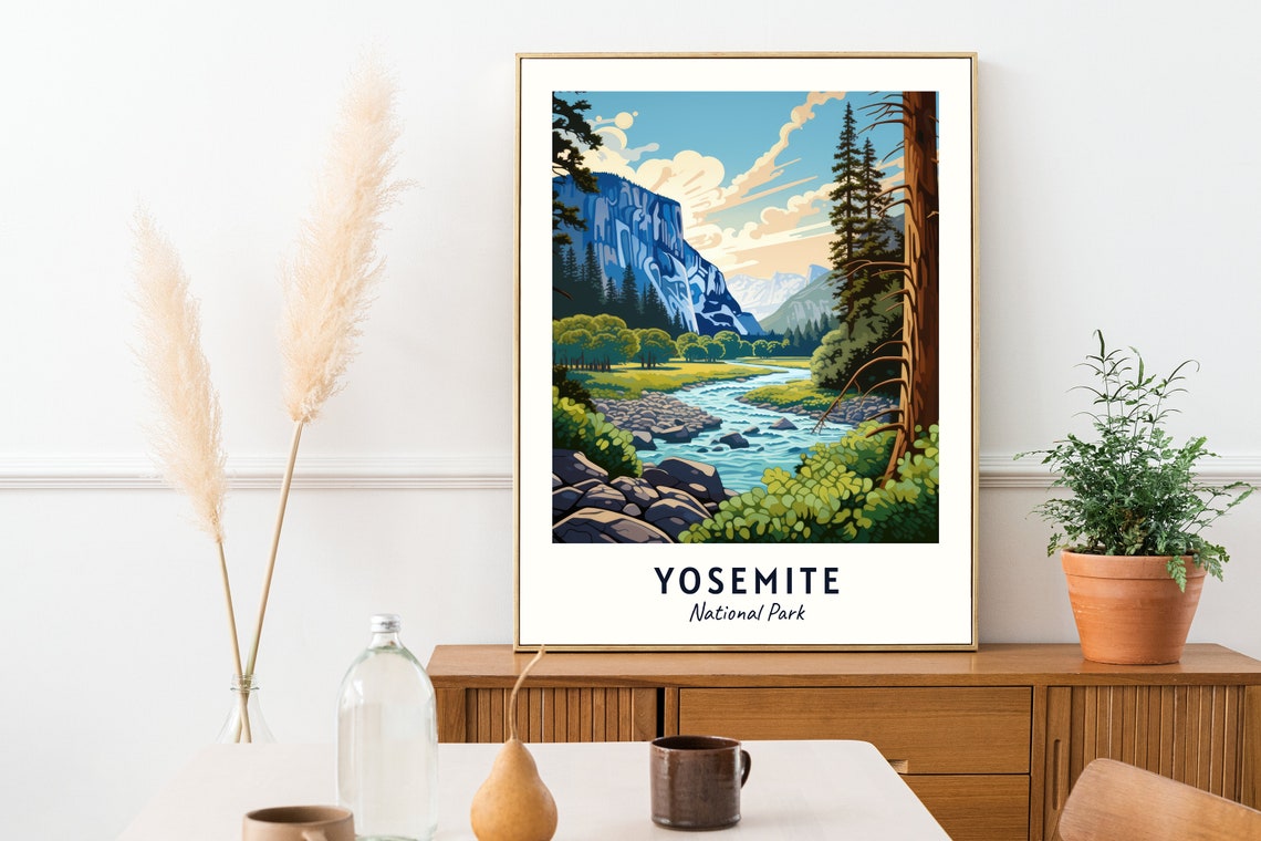 Yosemite National Park River Valley Granite Cliffs Travel Poster - Image 2