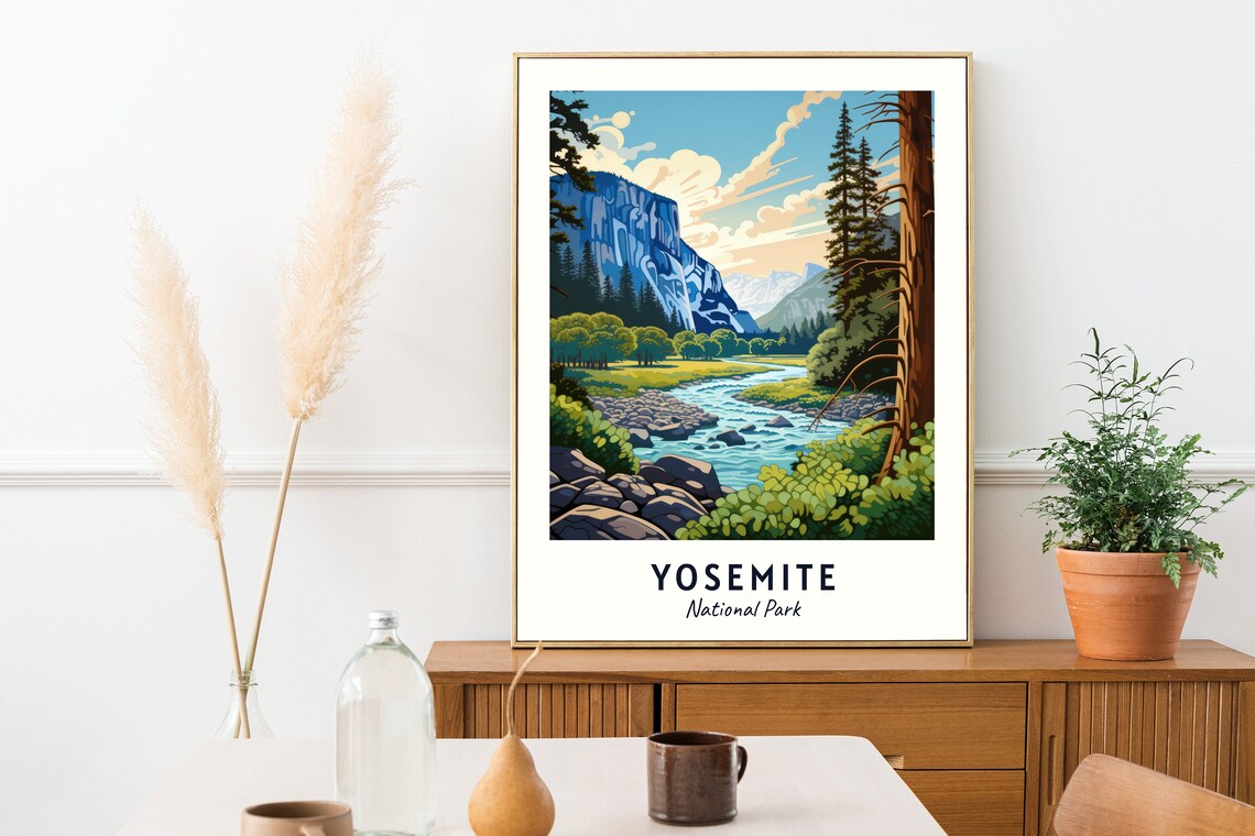 Yosemite Travel Print Wall Art Yosemite National Park City Print Yosemite Travel Gift Yosemite City Poster Wall Art - Image 2