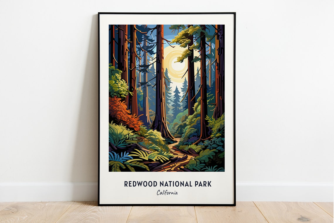 Redwood National Park California Travel Print Wall Art Redwood National Park California City Print Redwood National Park Travel Gift