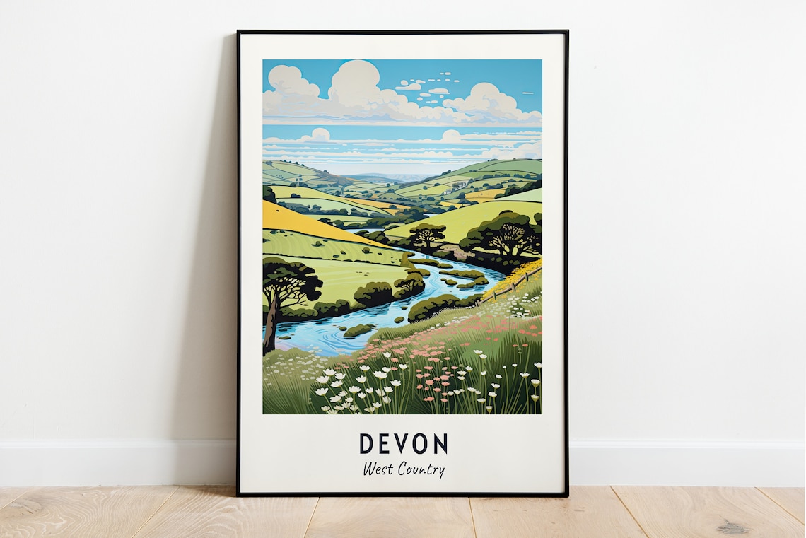 Devon Travel Poster, West Country City Print
