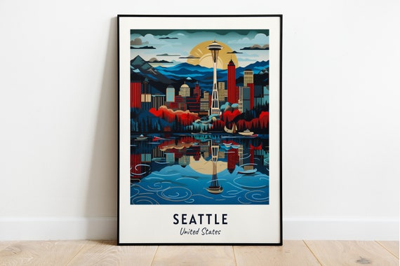 Seattle Travel Poster, United States City View