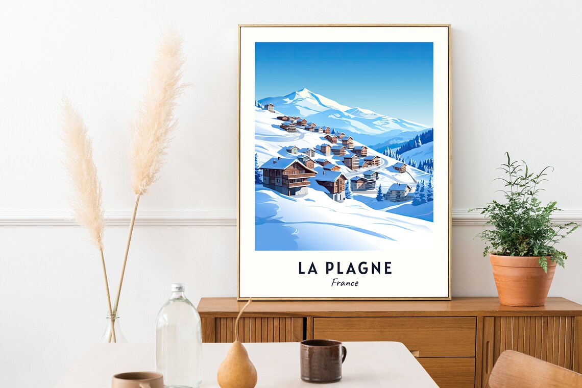 La Plagne France Snowy Ski Village Beneath Alpine Peaks Poster - Image 2