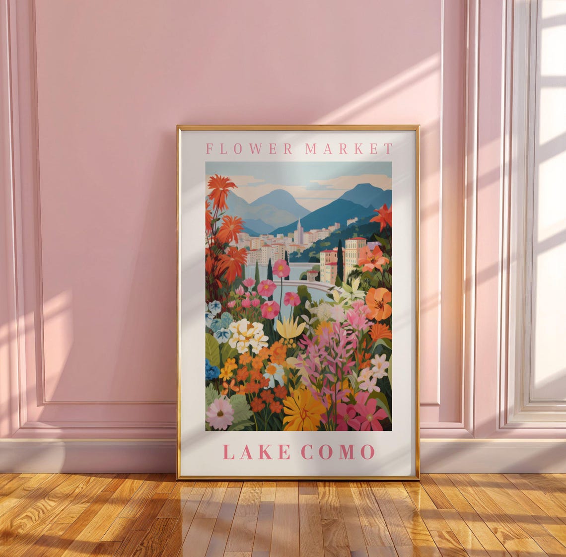 Lake Como Flower Market Poster with Lakeside Bloom Mountain View - Image 3