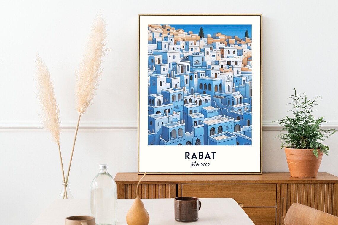 Kasbah Of The Udayas Blue Medina Streets Rabat Morocco Travel Poster - Image 2