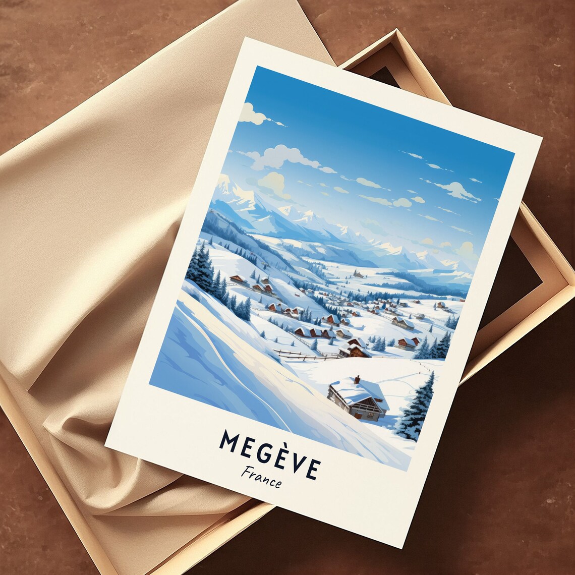 Megève France Panoramic Snowy Valley and Village Vista Poster - Image 3