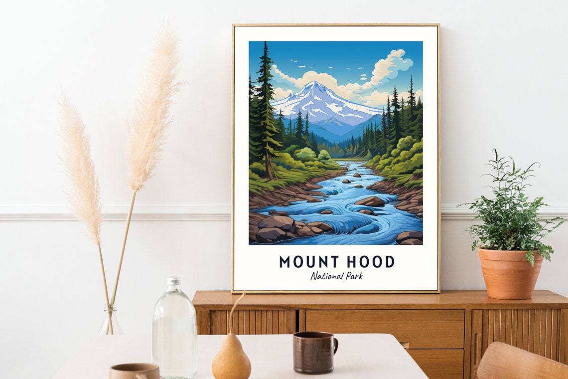 Mount Hood National Park Travel Print Wall Art Mount Hood National Park City Print Mount Hood National Park Travel Gift Mount Hood - Image 2