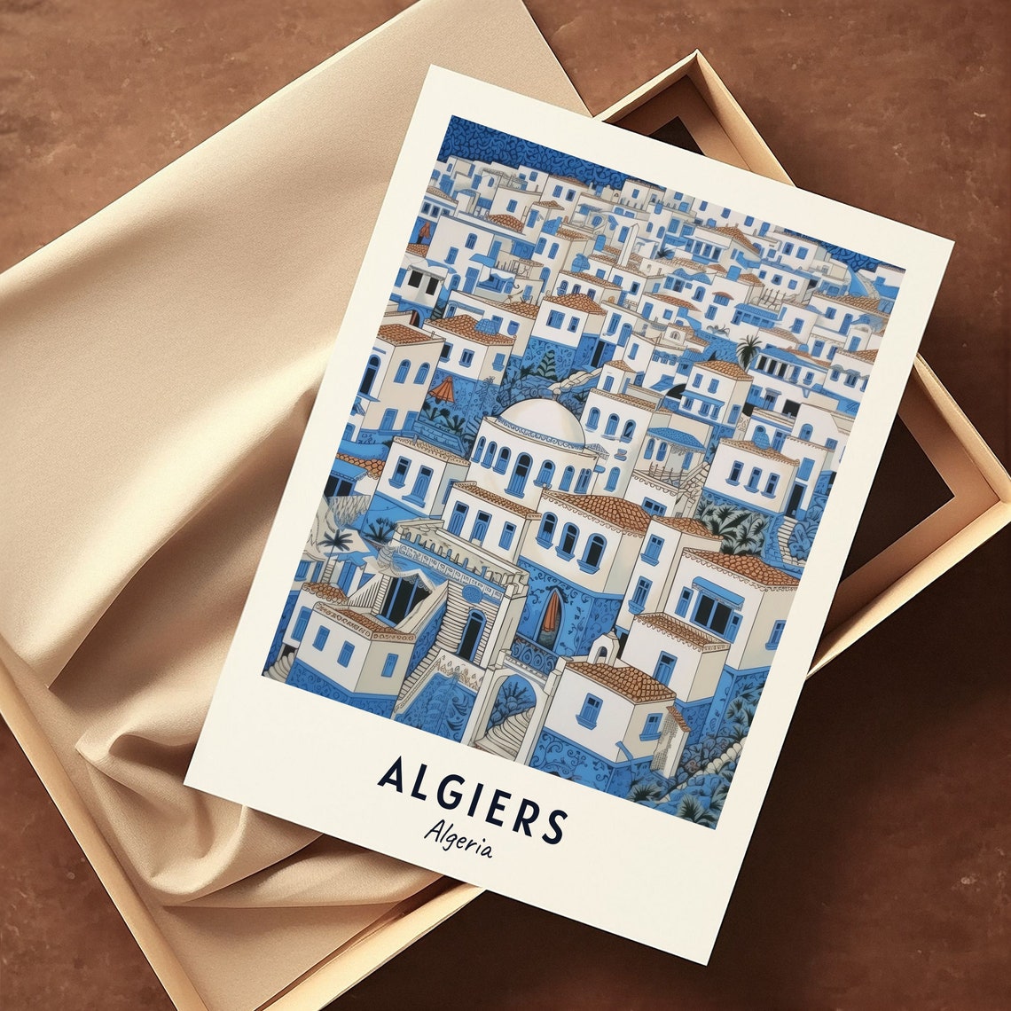 Algiers Algeria Blue And White Casbah Old Town Houses Poster - Image 3