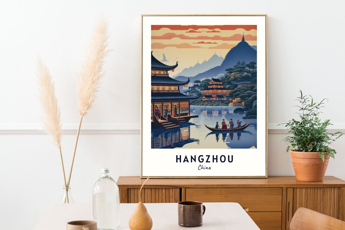 West Lake Travel Print Wall Art Hangzhou China City Print West Lake Travel Gift West Lake Poster Travel Gift - Image 2