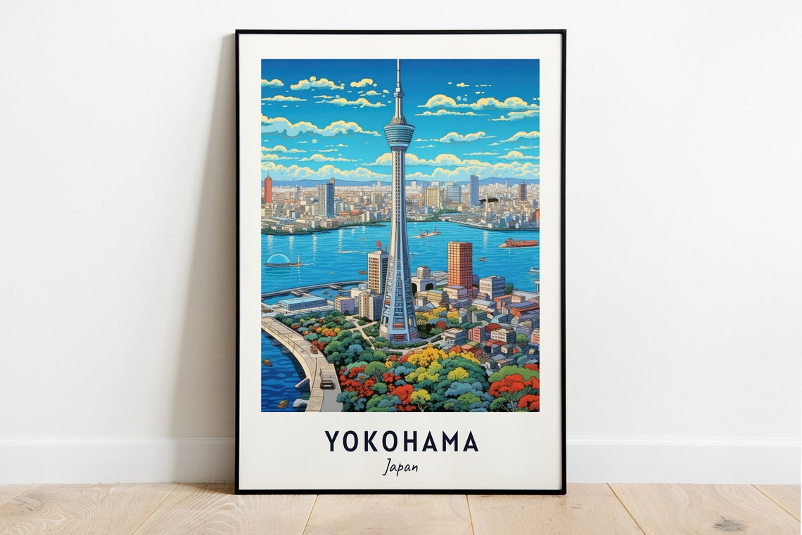 Yokohama Landmark Tower Travel Print Wall Art Yokohama Japan City Print Yokohama Landmark Tower Travel Gift Wall Art