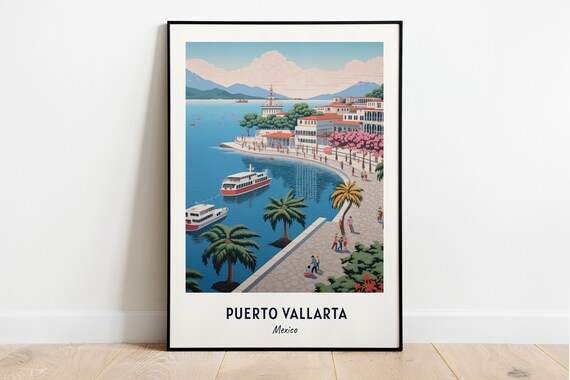 Malecon Boardwalk and Harbor of Puerto Vallarta Mexico Poster