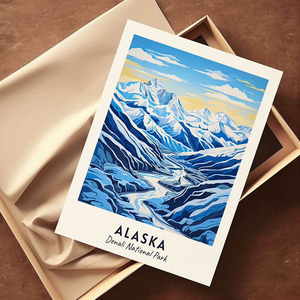 Alaska Denali National Park Snowy Peaks Glacier River Travel Poster - Image 3