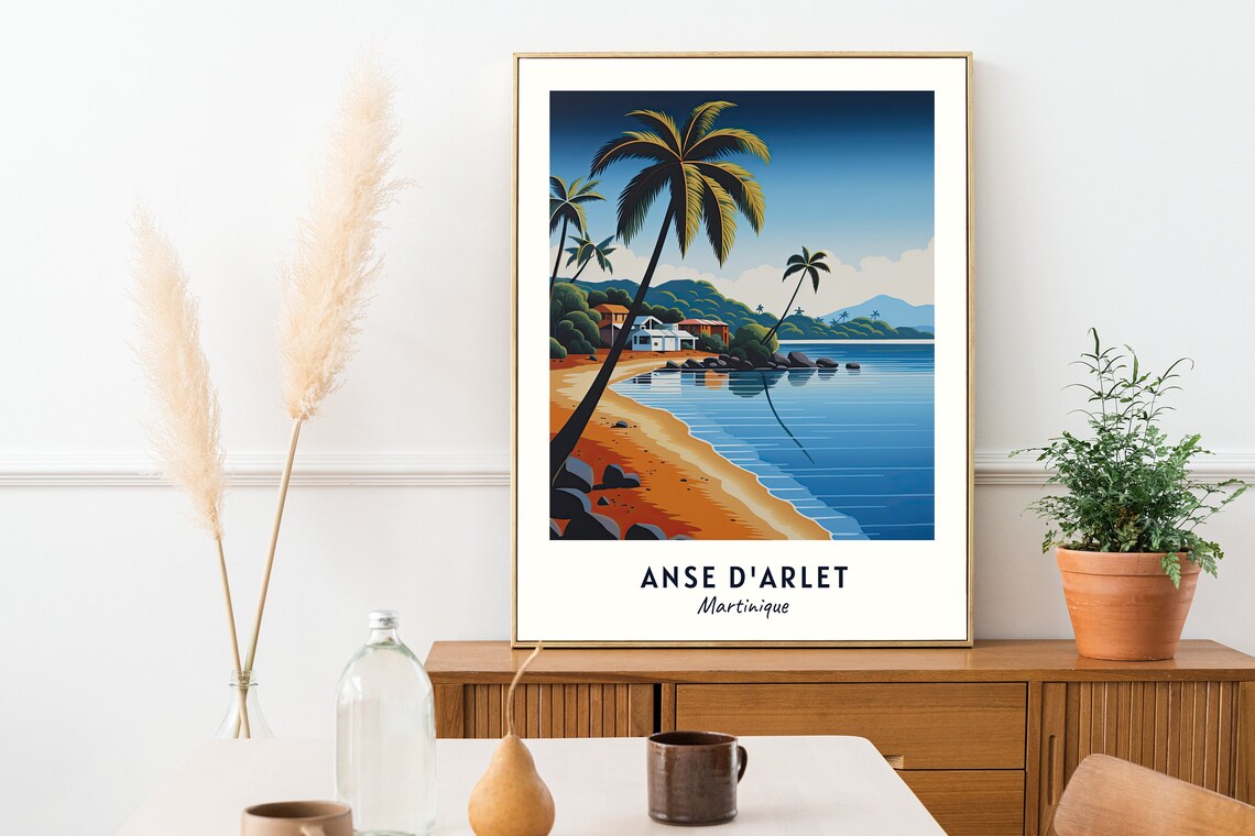 Anse d'Arlet Martinique Caribbean Tropical Beach Palm Tree Travel Poster - Image 2