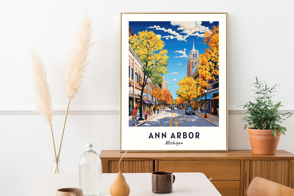 Ann Arbor Michigan Travel Poster, City Print - Image 2