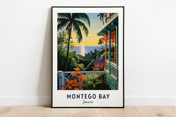 Montego Bay Jamaica Travel Poster, City Print